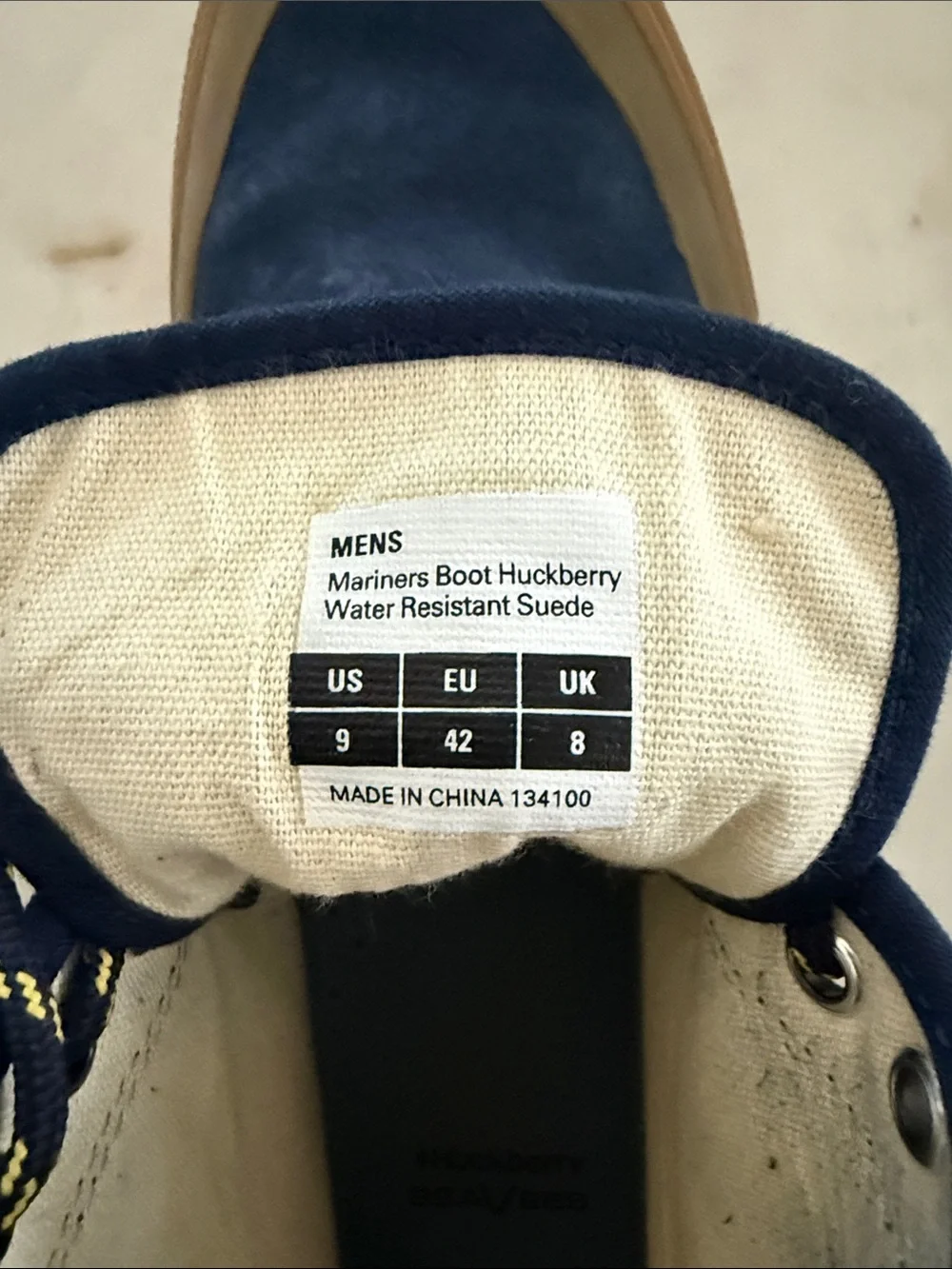 SeaVees Navy Suede Chukka Boots with Yellow Accents